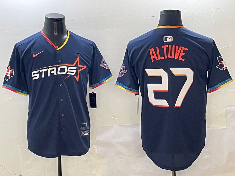 Men Houston Astros #27 Altuve Drak Blue Fourth generation Joint Name 2025 Nike MLB Jersey style 1->houston astros->MLB Jersey